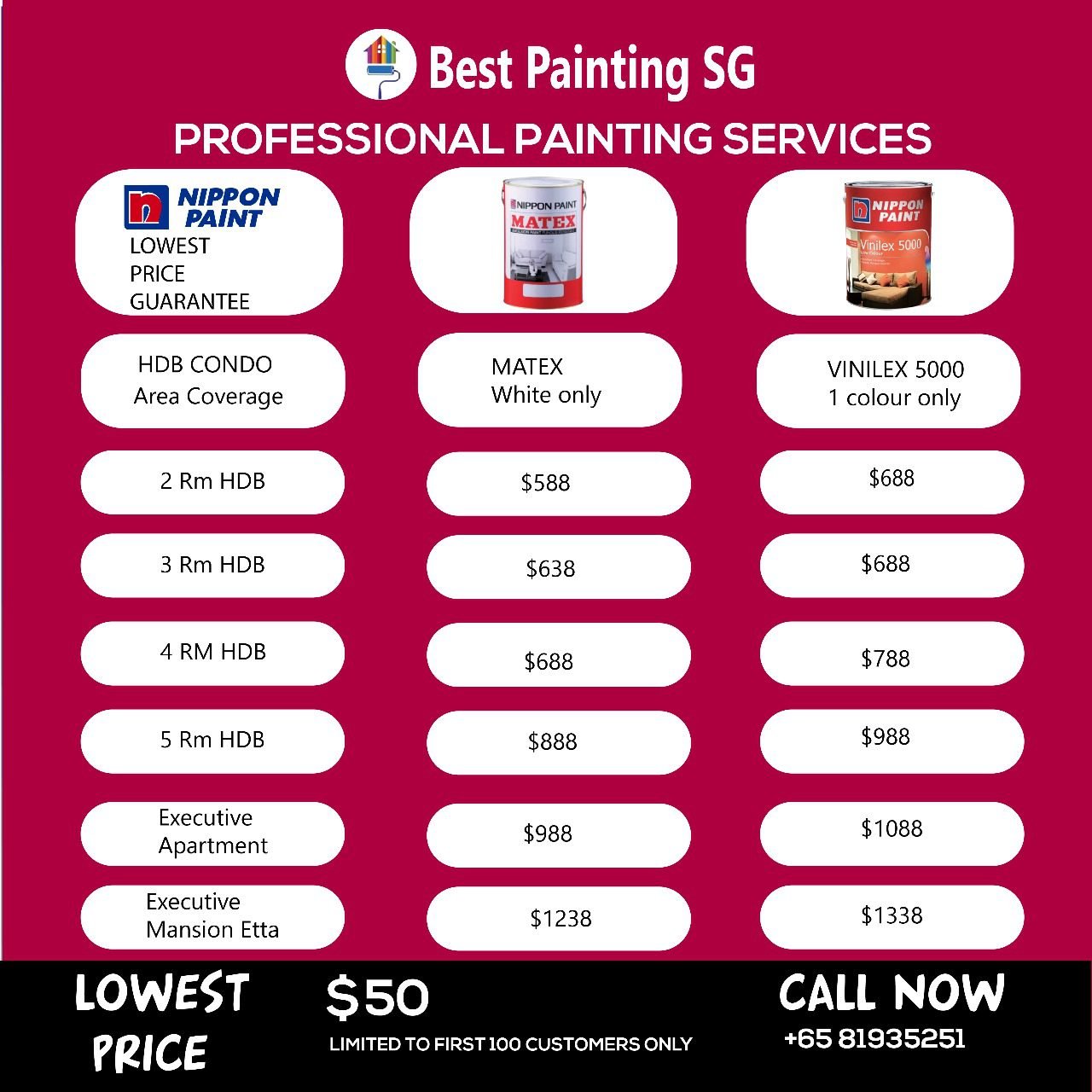 singapore Painting Services Price List2025